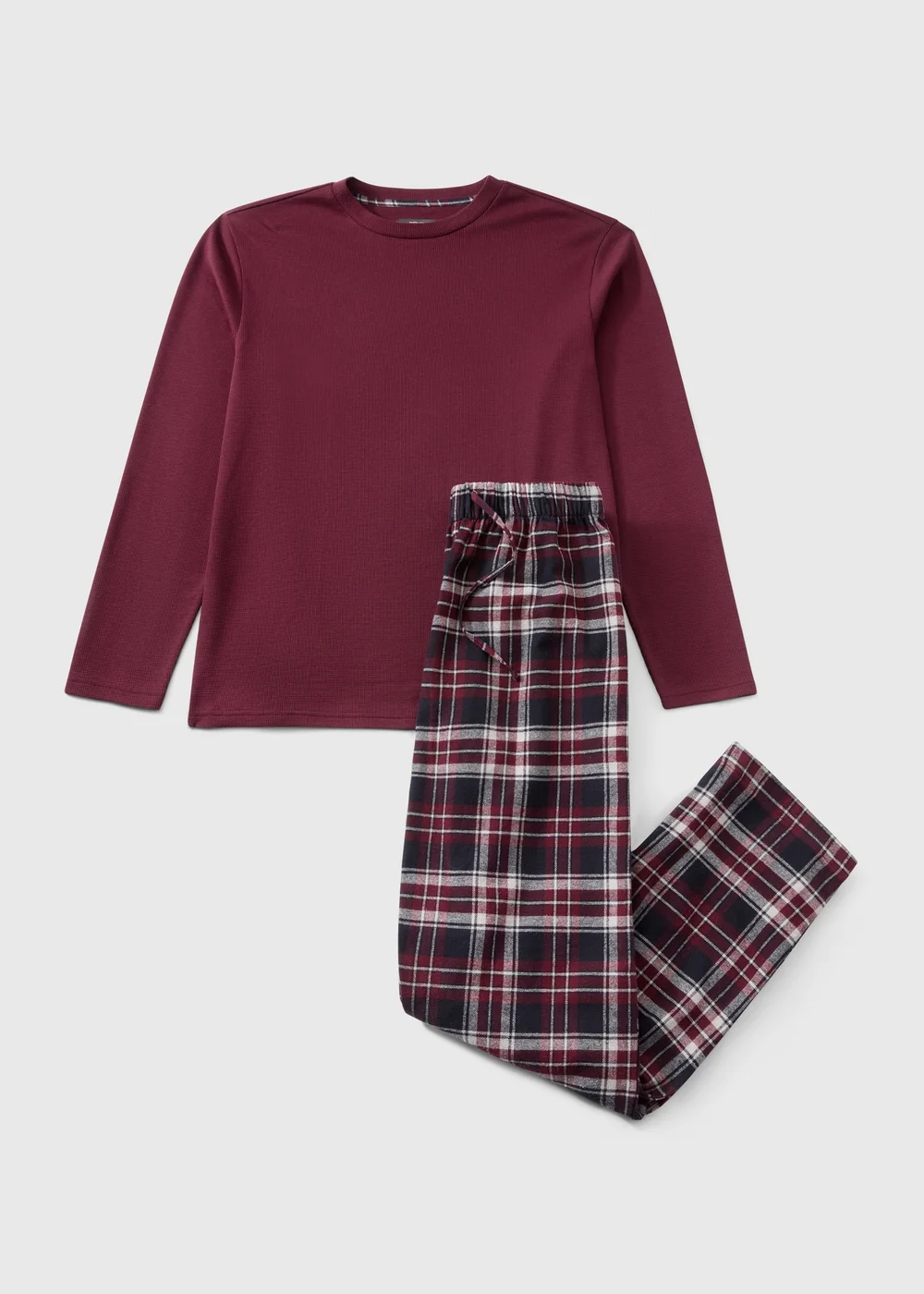 Burgundy Waffle Check Pyjamas - XS Image 1