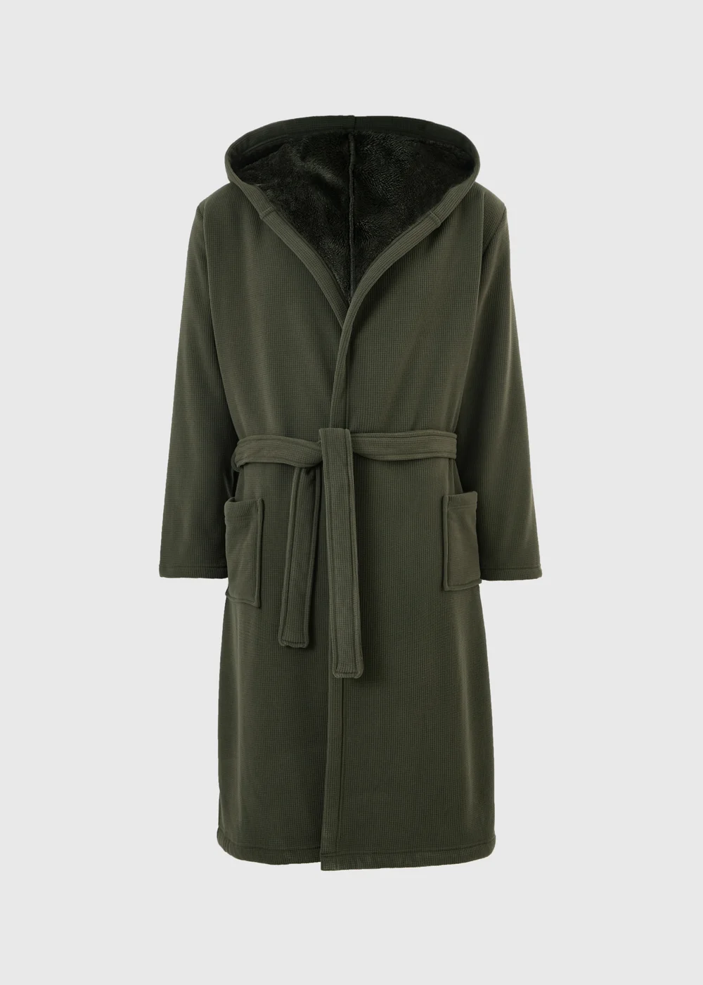 Khaki Hooded Dressing Gown - S Image 4