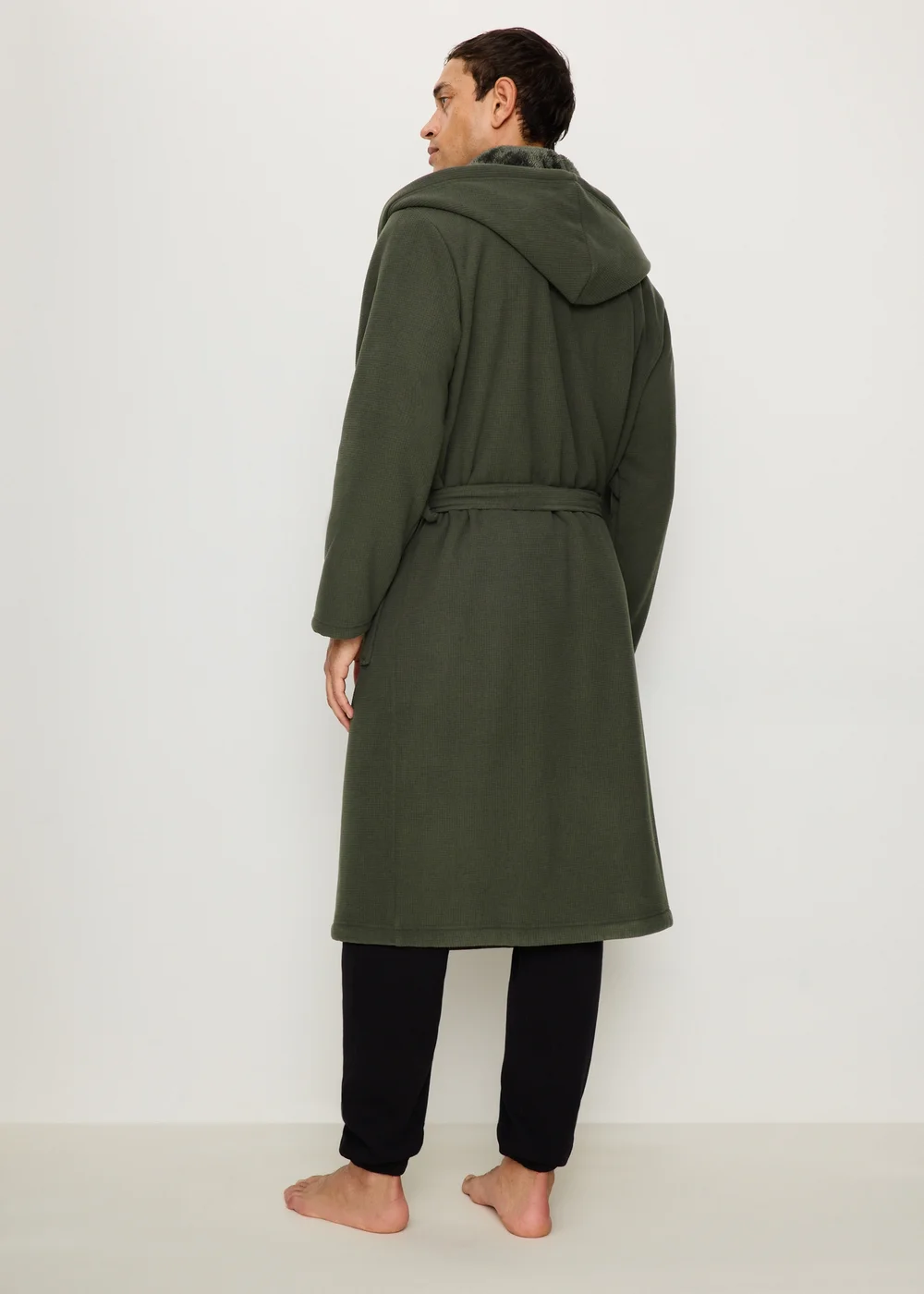 Khaki Hooded Dressing Gown - S Image 2
