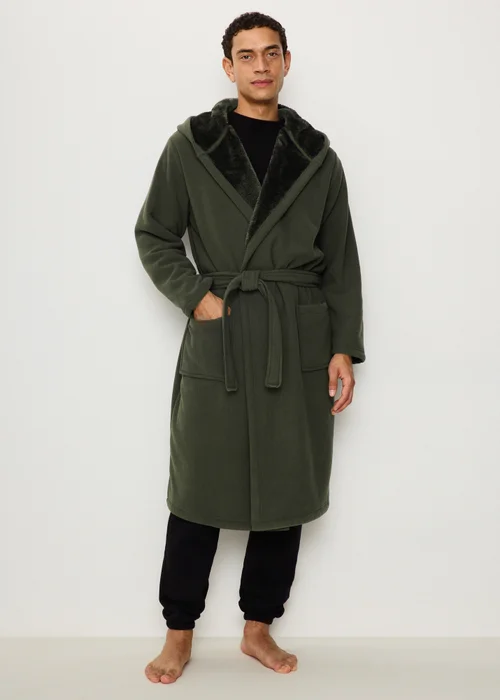 Khaki Hooded Dressing Gown - S Image 1
