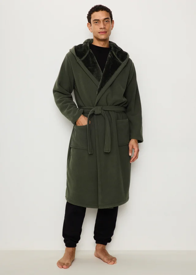 Khaki Hooded Dressing Gown