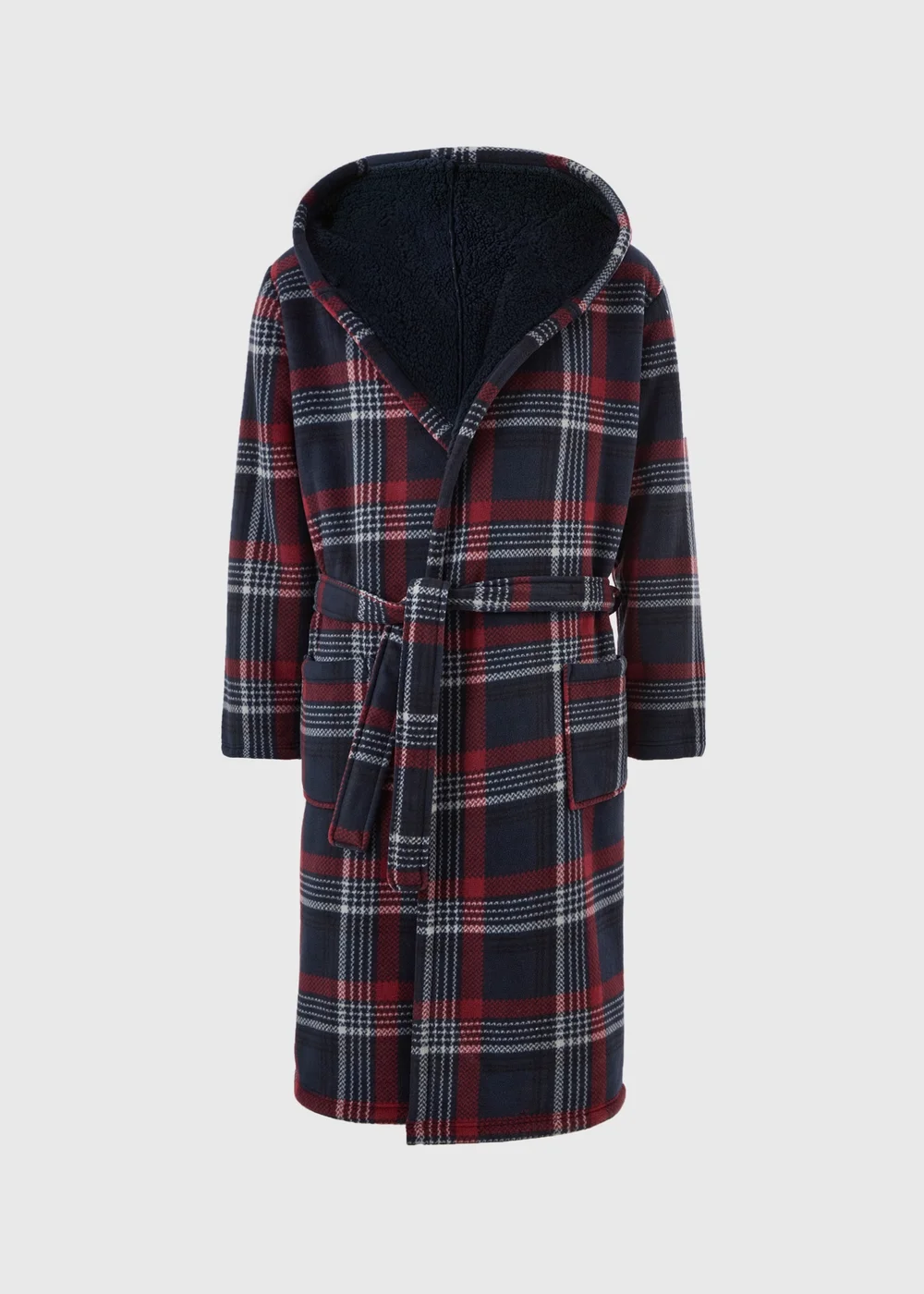 Grey Checked Borg Dressing Gown - S Image 4