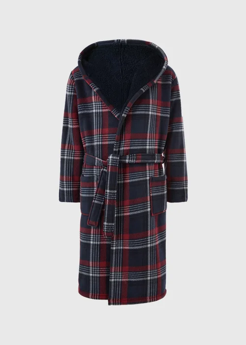 Grey Checked Borg Dressing Gown - S Image 4