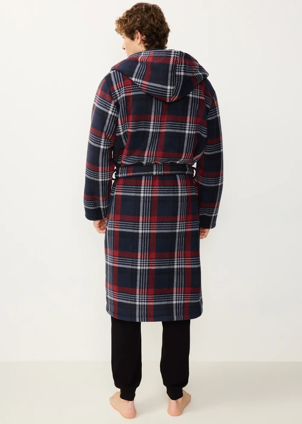Grey Checked Borg Dressing Gown - S Image 2