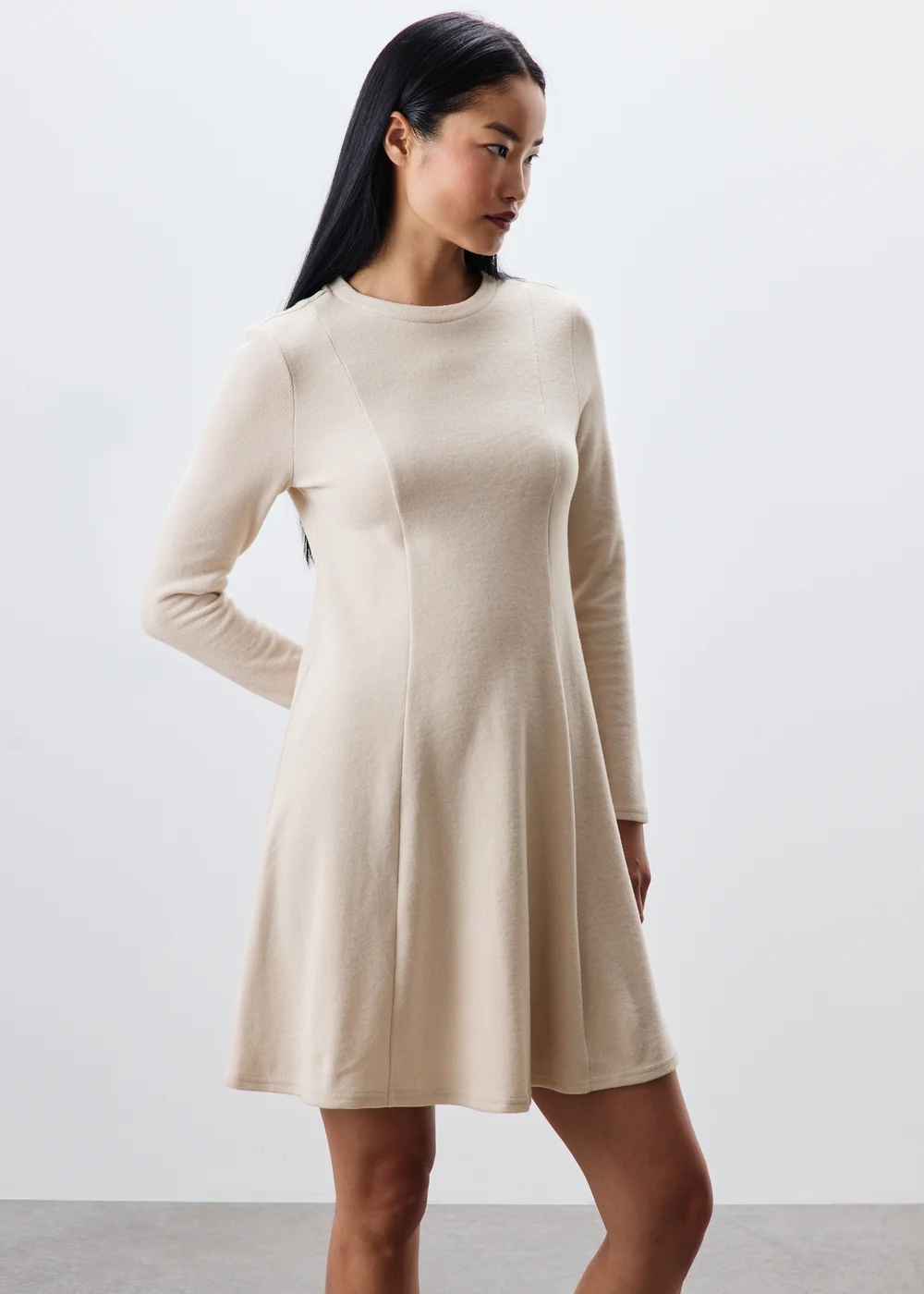 Oatmeal Skater Mini Dress - 8 Image 1