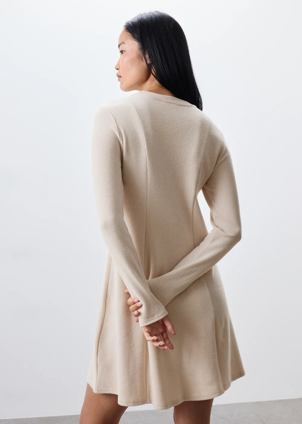 Oatmeal Skater Mini Dress - 8 Image 2