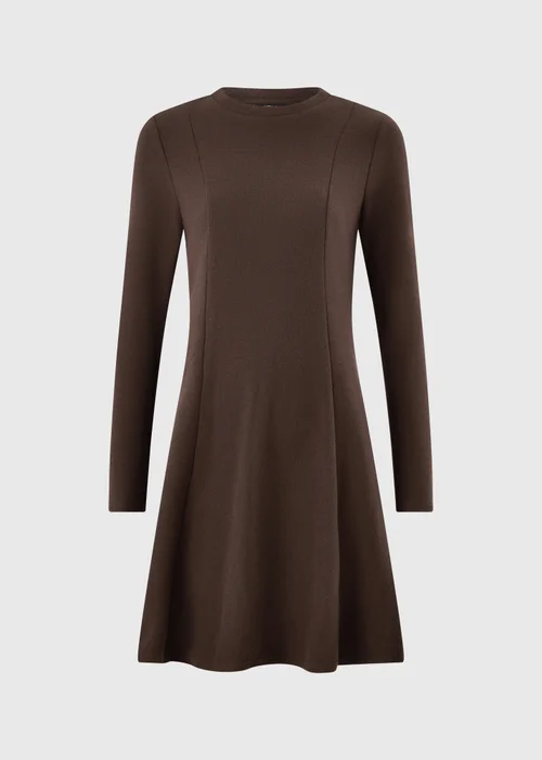 Chocolate Brown Skater Mini Dress - 8 Image 5