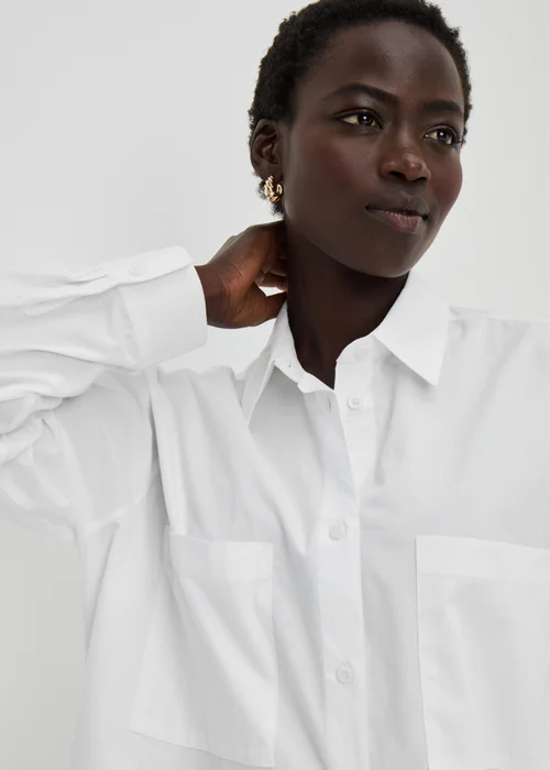 White Mini Shirt Dress - 8 Image 3