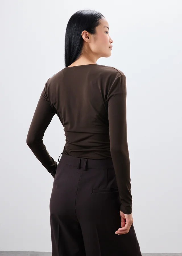 Chocolate Brown Cowl Neck Top