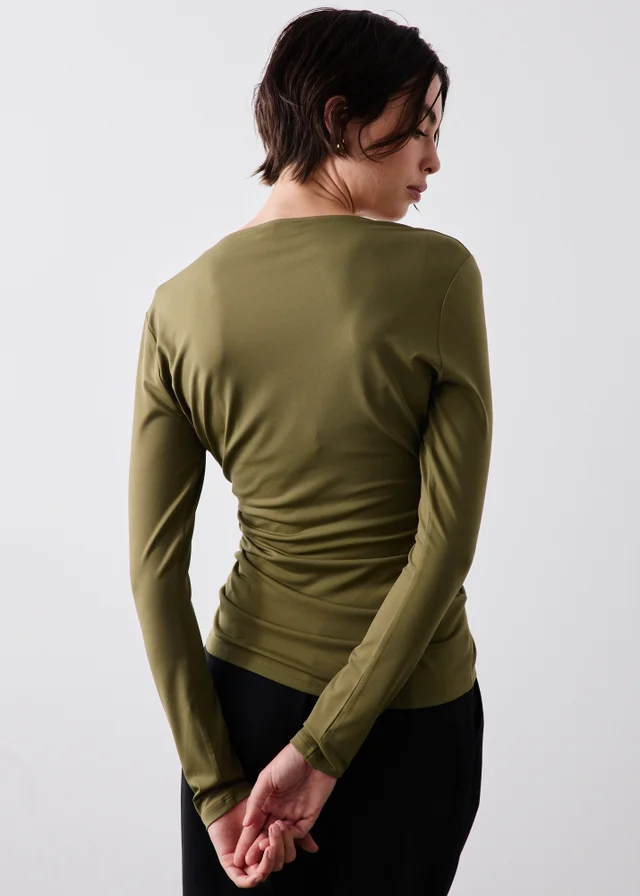 Dark Olive Cowl Neck Top