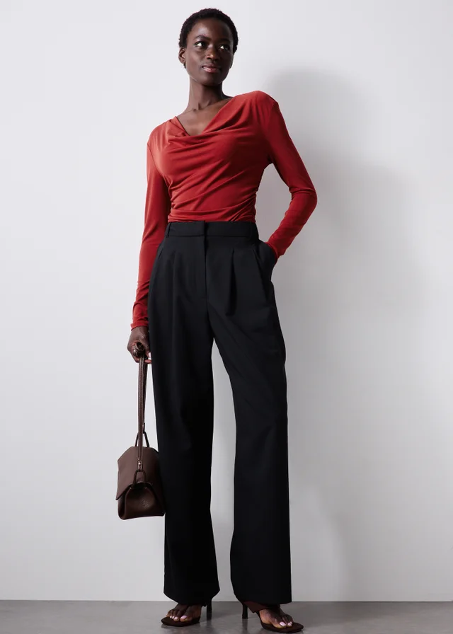 Red Cowl Neck Top