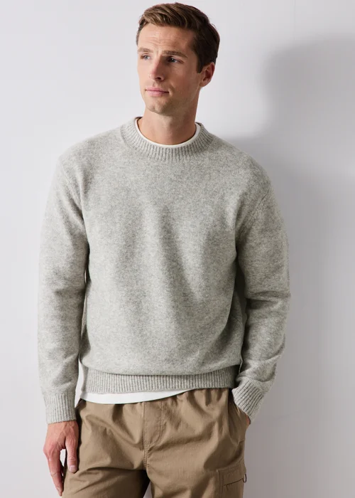 Grey High Crew Neck Jumper - S Image 1