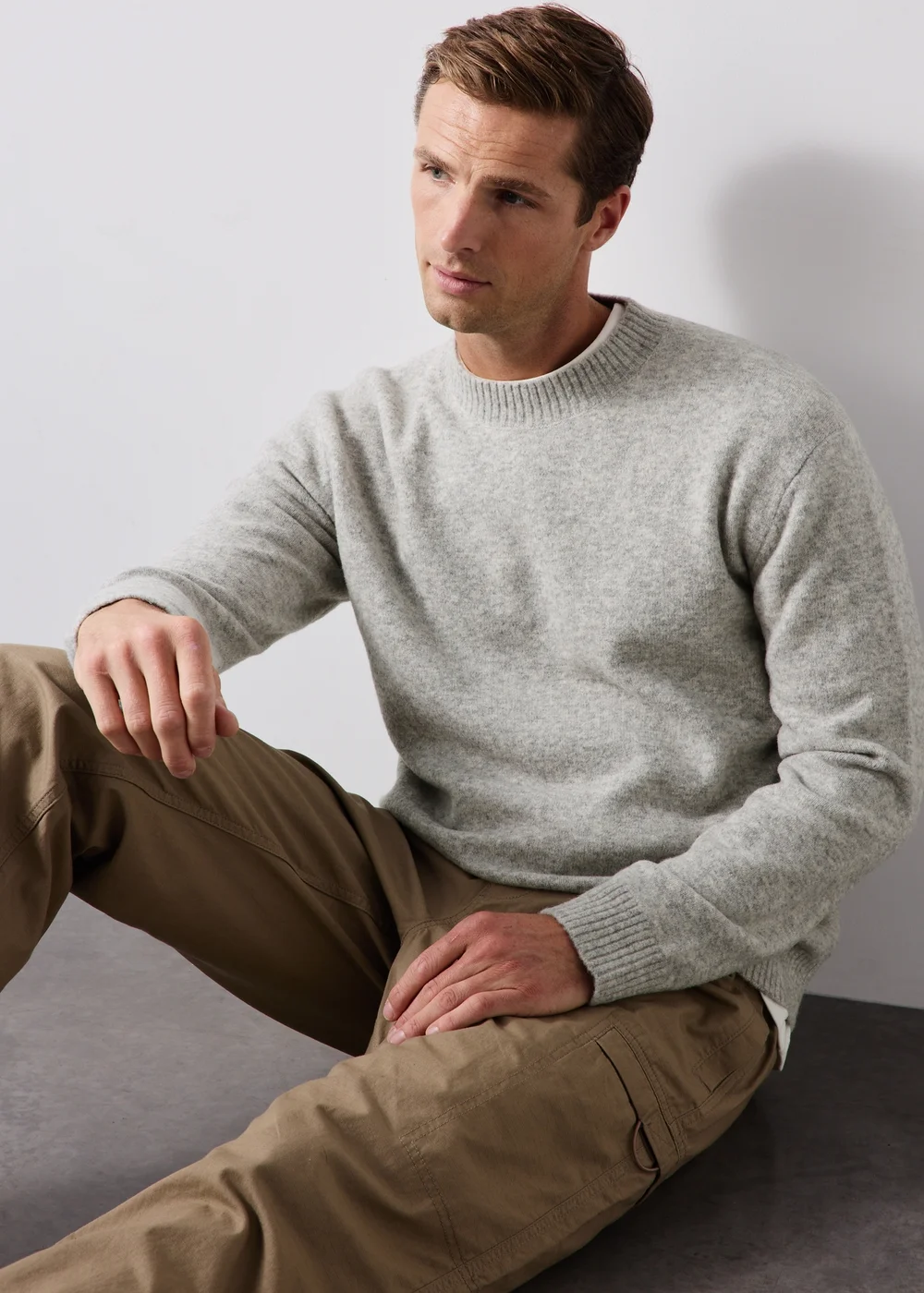 Grey High Crew Neck Jumper - S Image 4