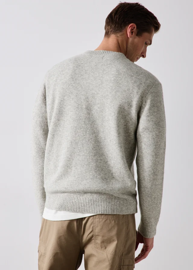 Grey High Crew Neck Jumper