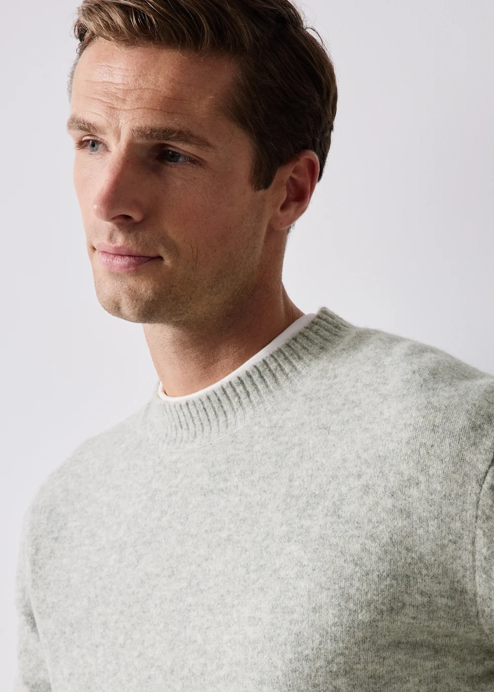 Grey High Crew Neck Jumper - S Image 3