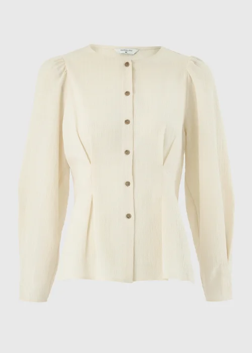 Cream Cinched Button Through Blouse - 8 Image 4
