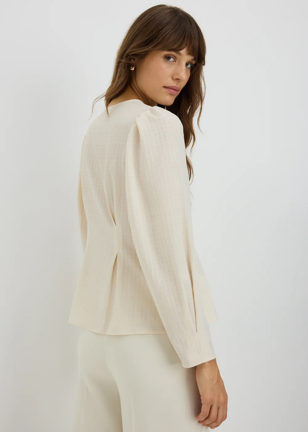 Cream Cinched Button Through Blouse - 8 Image 2