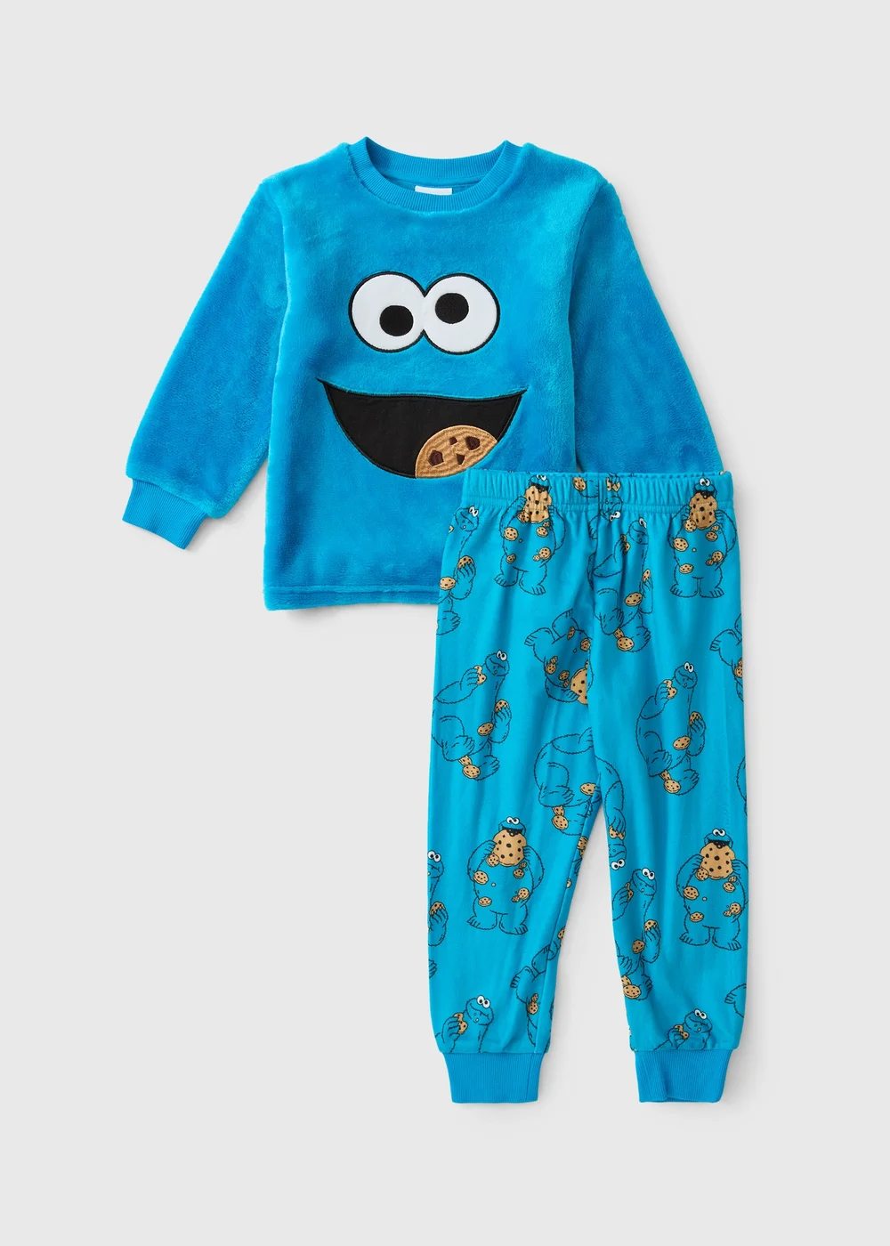 Boys Blue Cookie Monster Fleece Pyjamas (1-7 yrs) - 1-1.5 Yrs Image 1