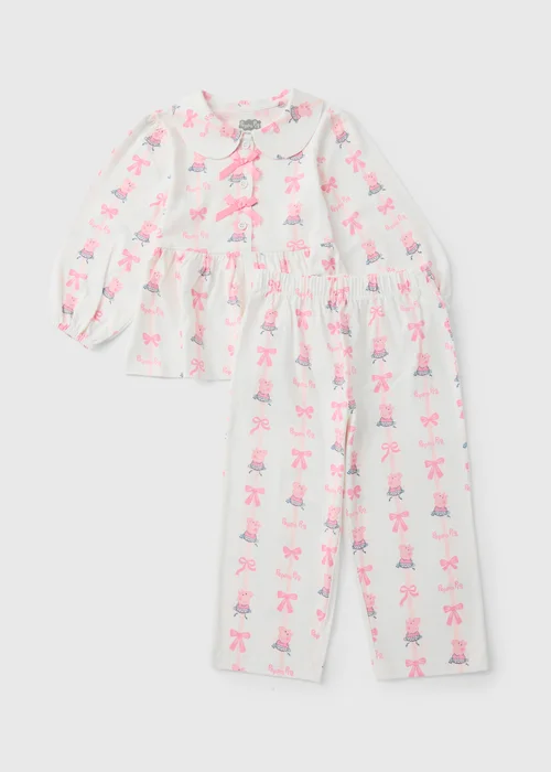 Peppa Pig Girls Pink Button Through Pyjama Set (1-5yrs) - 1-1.5 Yrs Image 1