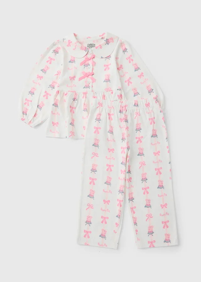 Peppa Pig Girls Pink Button Through Pyjama Set (1-5yrs)