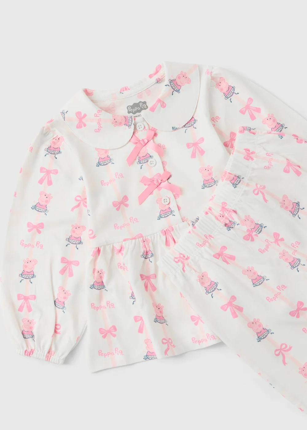 Peppa Pig Girls Pink Button Through Pyjama Set (1-5yrs) - 1-1.5 Yrs Image 2