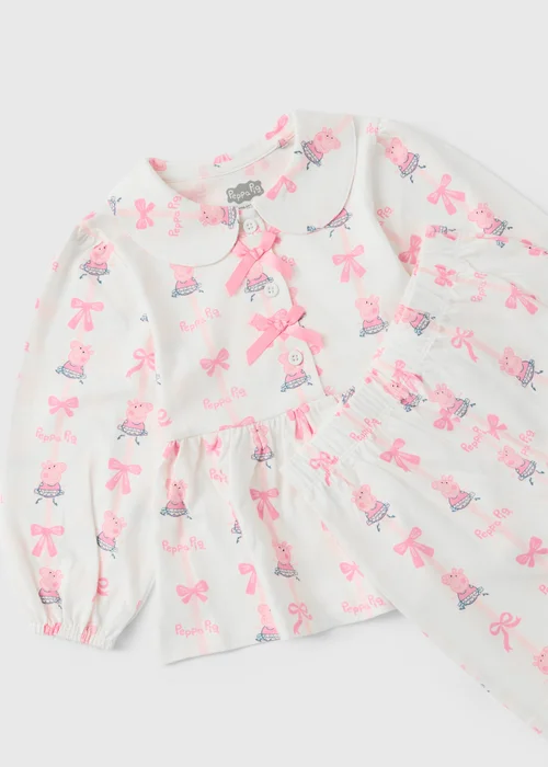 Peppa Pig Girls Pink Button Through Pyjama Set (1-5yrs) - 1-1.5 Yrs Image 2
