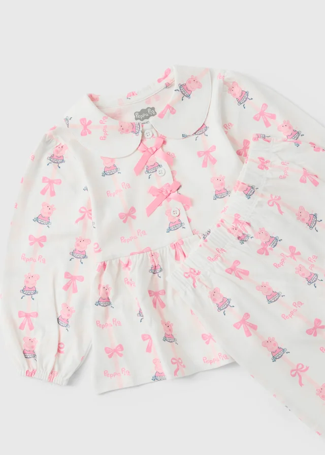 Peppa Pig Girls Pink Button Through Pyjama Set (1-5yrs)