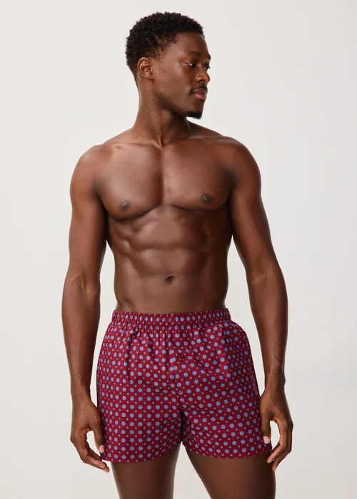 5 Pack Burgundy Cotton Woven Boxers - M Image 2