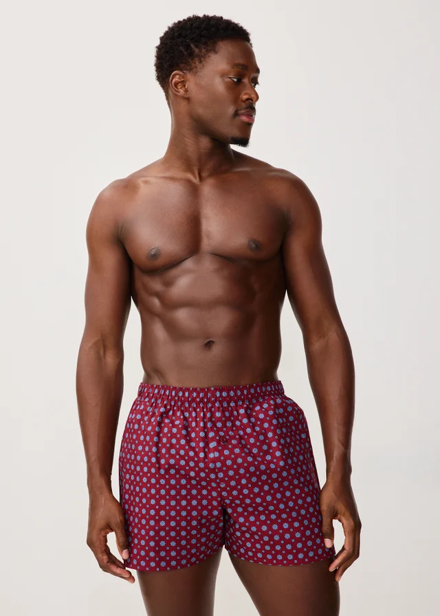 5 Pack Burgundy Cotton Woven Boxers
