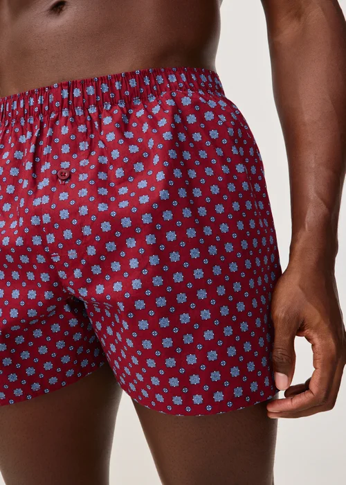 5 Pack Burgundy Cotton Woven Boxers - M Image 4