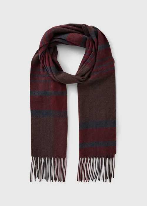 Burgundy Check Scarf - One Size Image 1