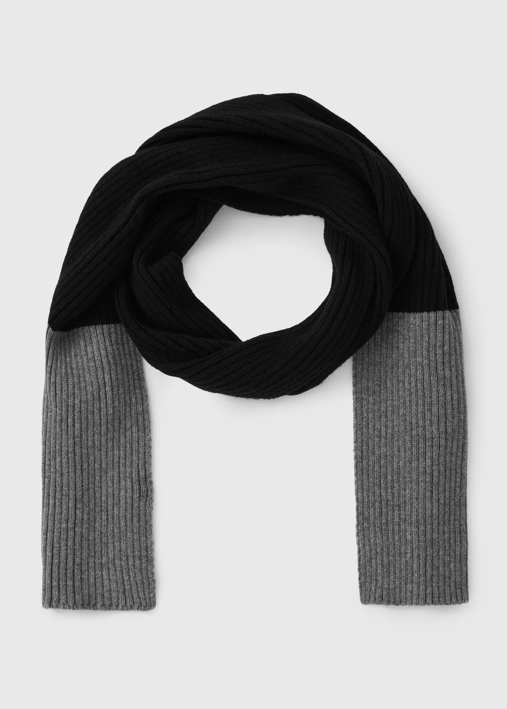 Black/Grey RIbbed Scarf - One Size Image 1