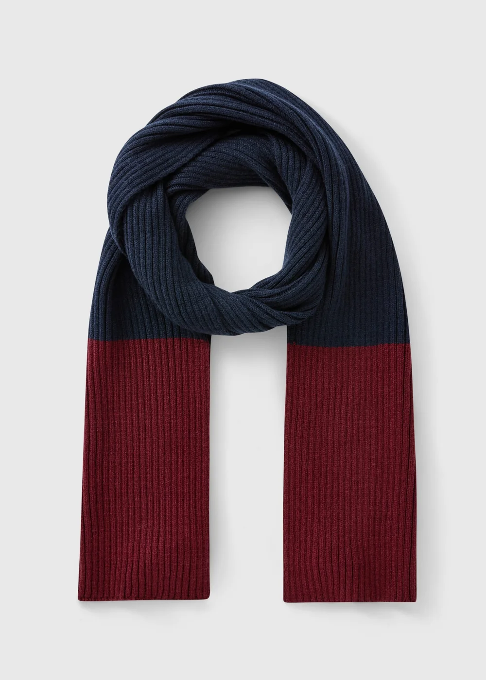 Men's Navy & Burgundy Knitted Scarf - One Size Image 1