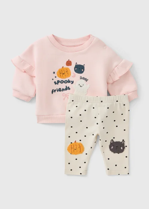 Baby Pink Halloween Sweatshirt & Legging Set (0-23mths) - Up to 1 Month Image 1