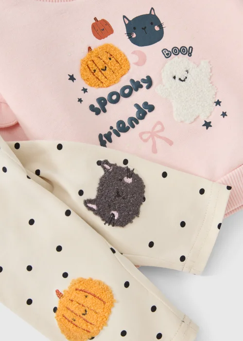 Baby Pink Halloween Sweatshirt & Legging Set (0-23mths) - Up to 1 Month Image 2