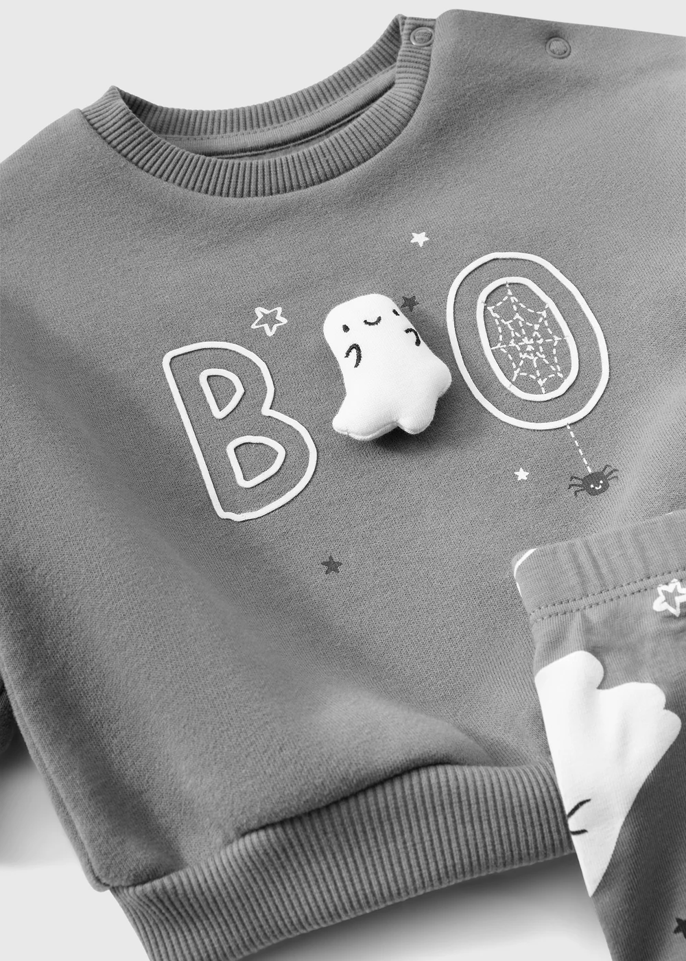 Boys Grey Halloween Ghost Sweatshirt & Leggings Set (0-23mths) - Up to 1 Month Image 2
