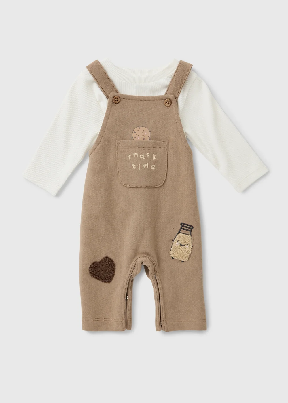 Baby Brown Cookie Top & Dungaree Set (1-23 Months) - Up to 1 Month Image 1