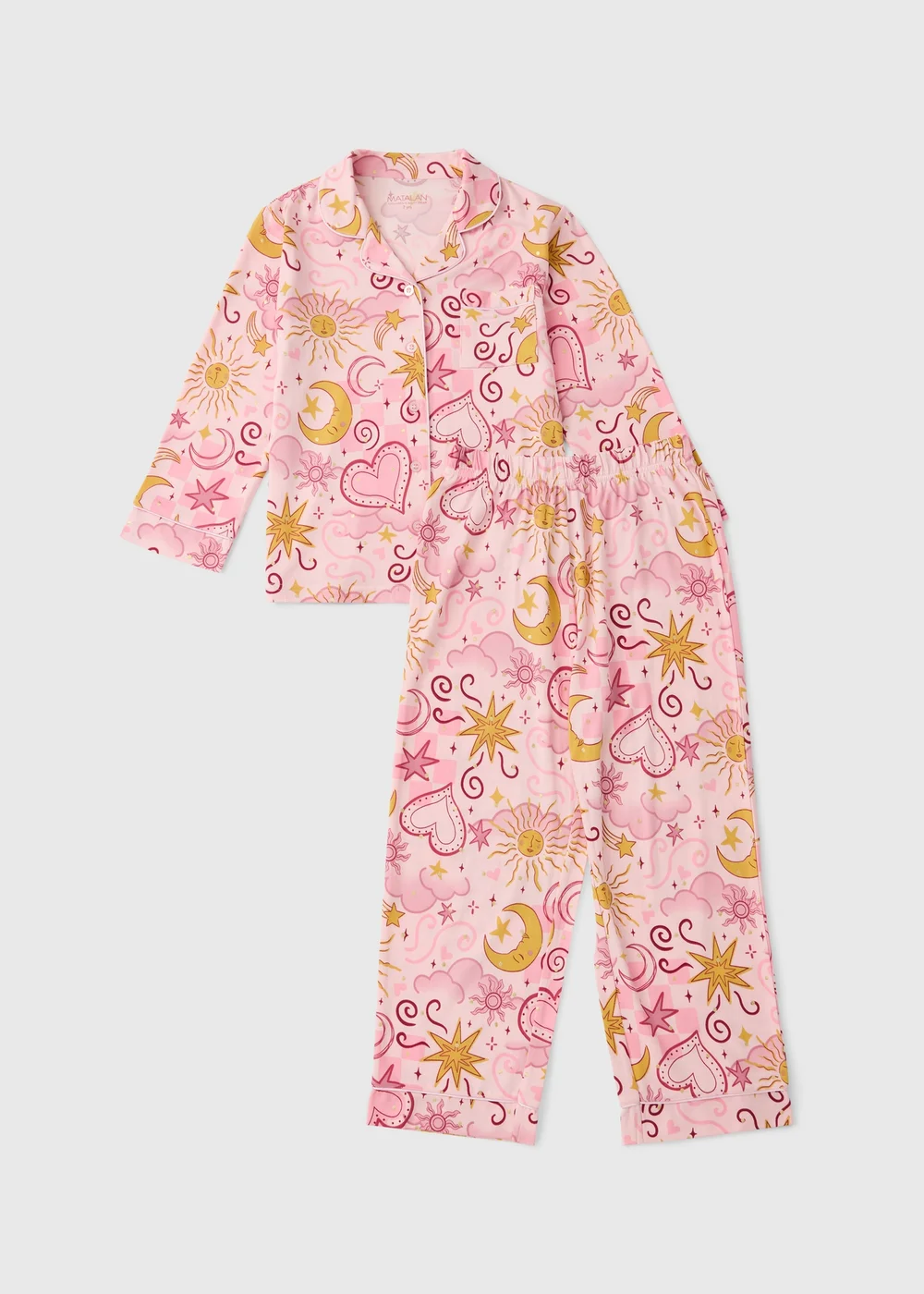Girls Pink Celestial Button Through Pyjamas (7-13 yrs) - 7 Yrs Image 1