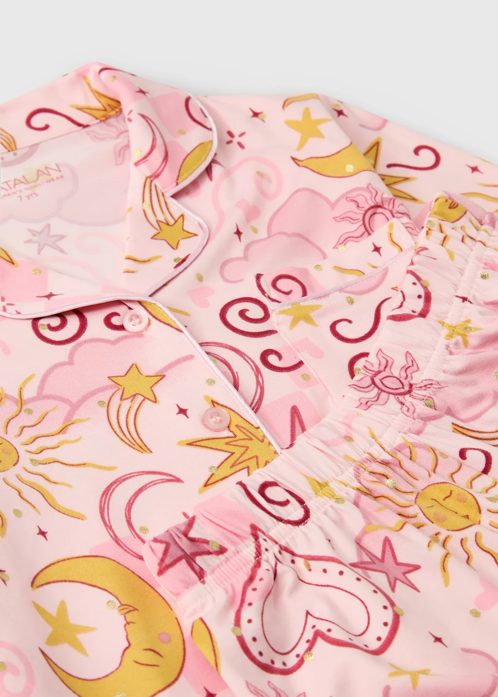 Girls Pink Celestial Button Through Pyjamas (7-13 yrs) - 7 Yrs Image 2