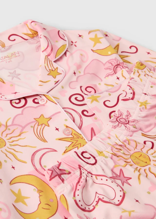 Girls Pink Celestial Button Through Pyjamas (7-13 yrs)