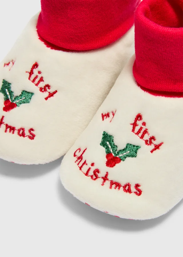Baby Cream My First Christmas Sock Boots (0-12mths)