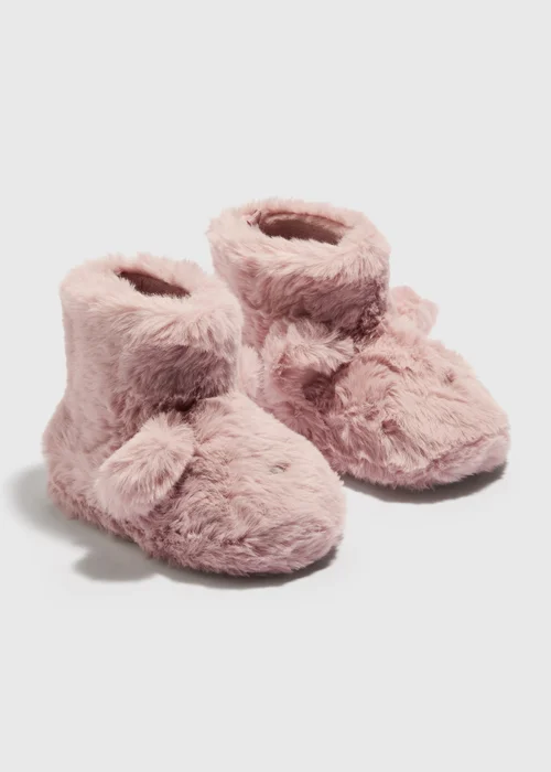 Girls Pink Boot Slippers (Younger 4-12) - 4 Infants Image 1