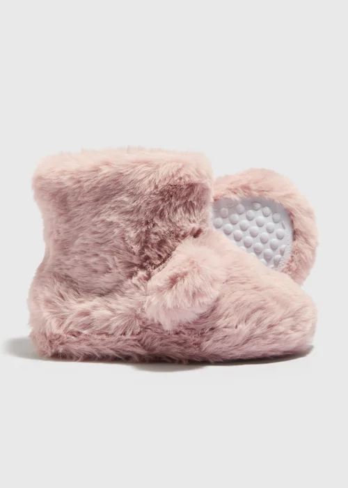 Girls Pink Boot Slippers (Younger 4-12) - 4 Infants Image 2