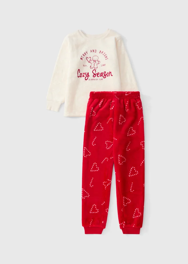 Girls’ Christmas Gingerbread Fleece Pyjama Set