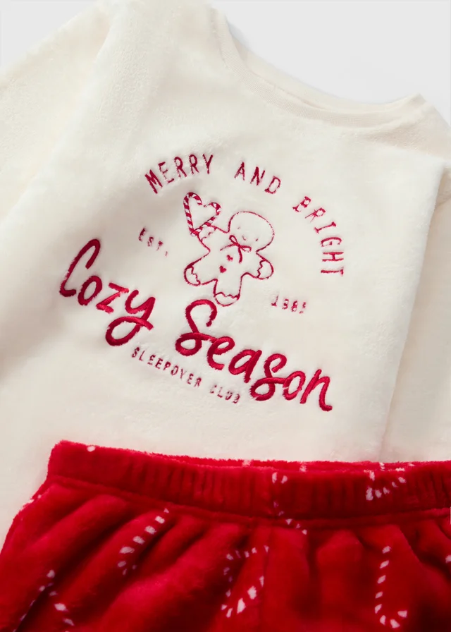 Girls’ Christmas Gingerbread Fleece Pyjama Set