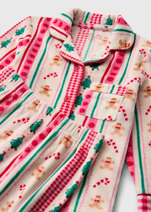 Girls Striped Gingerbread Fleece Pyjamas (1-13Yrs) - 1-1.5 Yrs Image 2