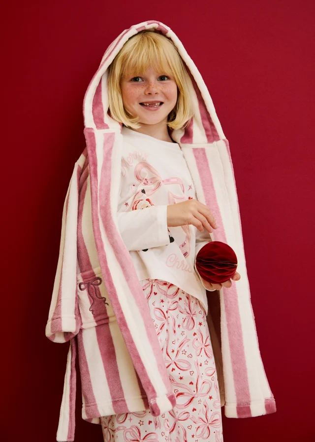 Girls Pink Santa Bow Pyjamas (4-13 yrs)