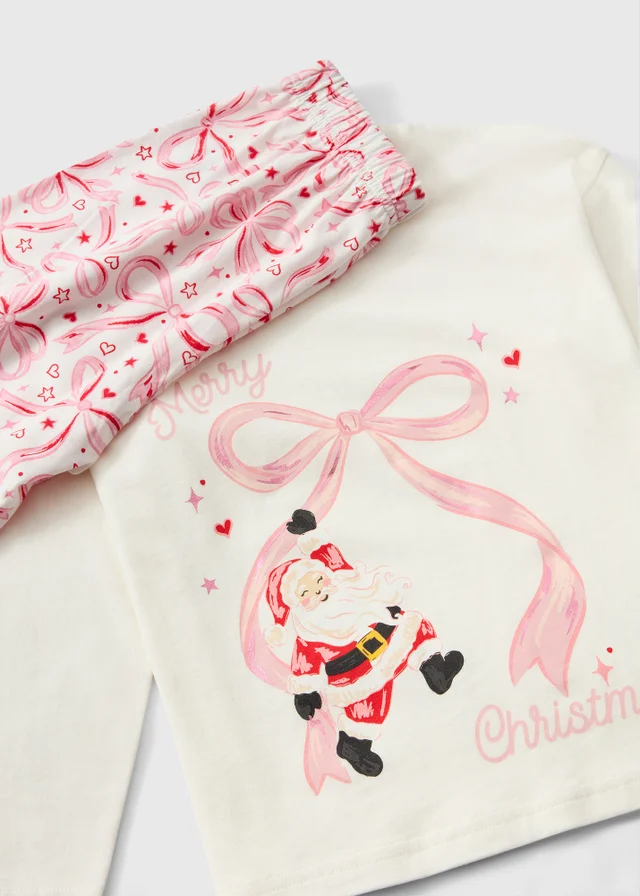 Girls Pink Santa Bow Pyjamas (4-13 yrs)