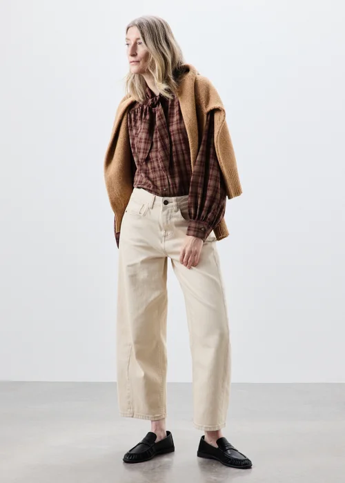 Red Checked Neck Detail Shirt - 8 Image 1