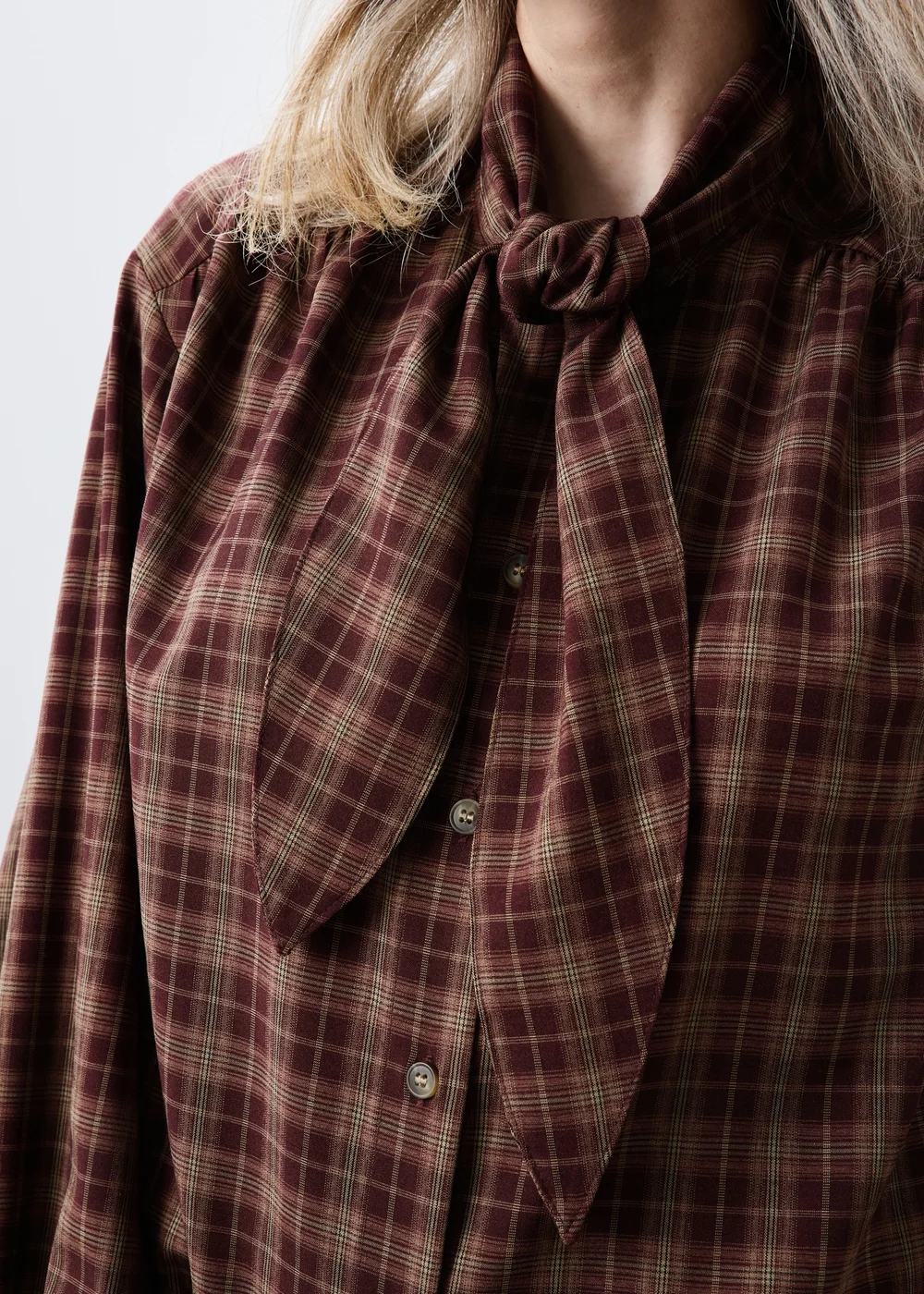 Red Checked Neck Detail Shirt - 8 Image 3